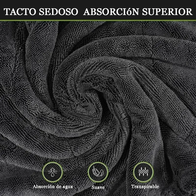 Toalla de Secado para Auto Black Link de Microfibra Premium 1400GSM Superabsorbente de Doble - Foto 2