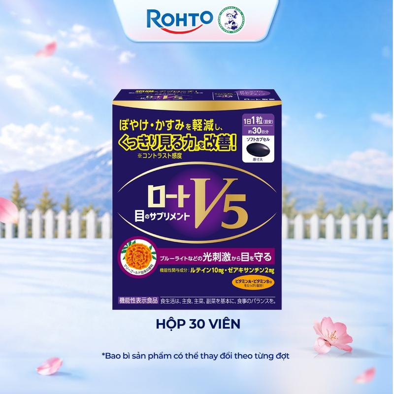Thực phẩm bảo vệ sức khỏe Rohto V5 (Viên uống sáng mắt Rohto V5 hộp 30 viên) (nhập khẩu từ Nhật Bản)