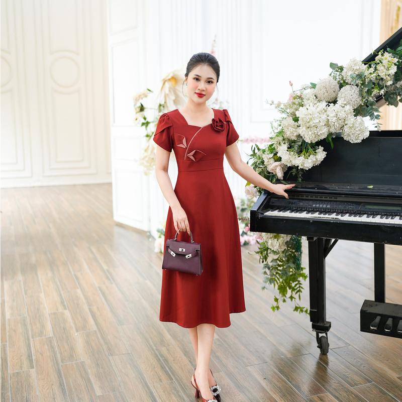 Đầm Trung Niên Dáng Dài [ Linh Trà ] (LT 2233 ) Cao Cấp Vải Voan Tay Lỡ Đi Làm Đi Chơi Đi Tiệc Đa Dụng Cho Các Quý Bà