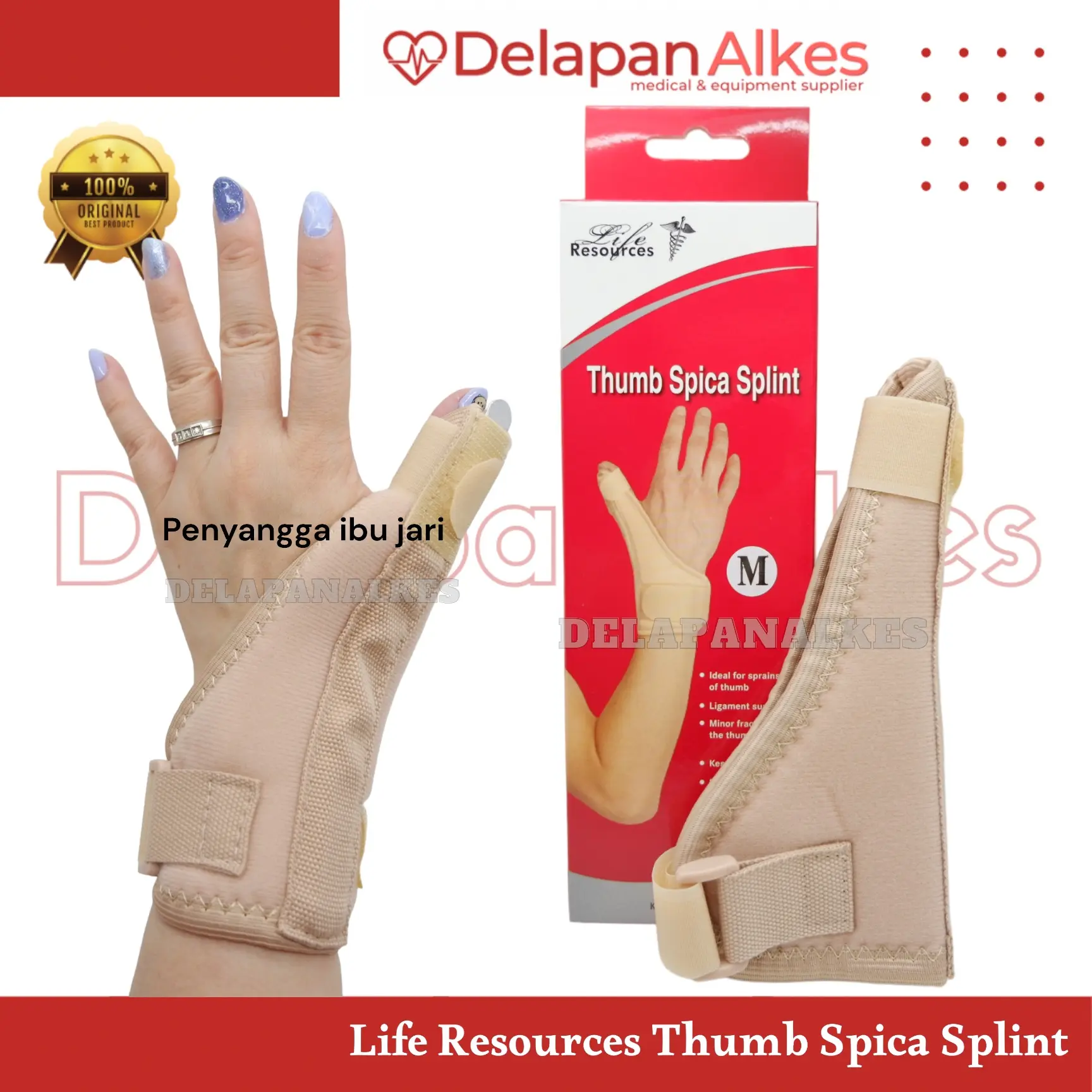 Life Resources Thumb Spica Splint Penyangga Ibu Jari Jempol Pergelangan Tangan Terkilir Thumb Grip