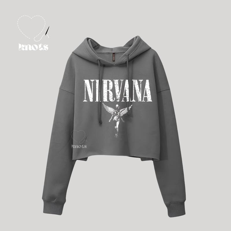 Nirvana Crop Hoodie (Grey Edition) Lembut 2