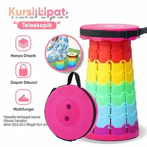 Bangku Lipat Portable Teleskopik Kursi Lipat Plastik Teleskopik Portable Chair KuatBeban150kg/Portabel Kursi Berkemah Ditarik Disesuaikan Luar Ruangan BangkuCampingBulat& Mudah Dibawa untuk Outdoor