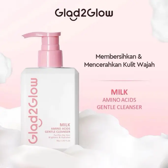Glad2Glow Milk Amino Acid Gentle Cleanser Face Wash 80ml | Glad2Glow Gentle Cleanser facial