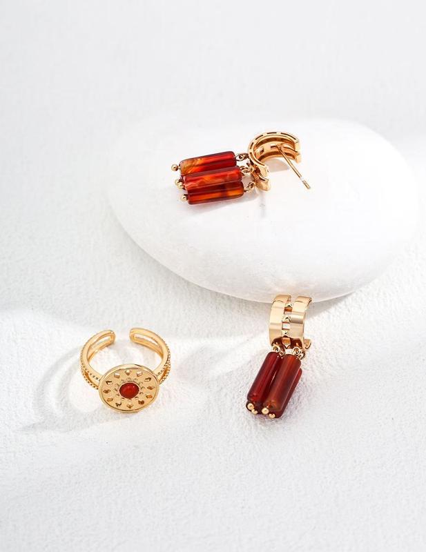 Dear Dust | Amber Glass Drop Earrings with Gold Hoops 3