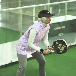 Abame Aleena Vest Jacket Outer Sport Wanita Running Ber Tali Serut Panjang Muslimah