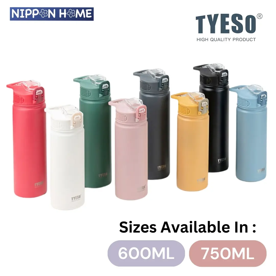 [ Household ] TYESO Thermal Tumbler Flask Water Bottle Vacuum Insulated Stainless Steel Coffee Car Cup 600ml/750ml Portable Straw Cup