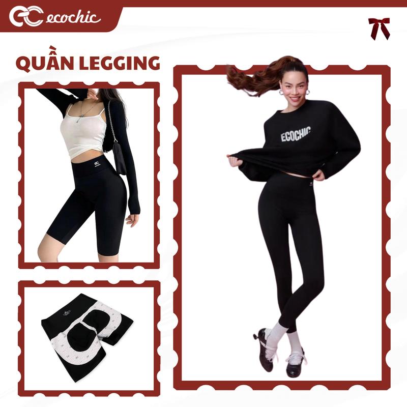 Quần Legging Nữ ECOCHIC Siêu Co Giãn Thoáng Mát Quần Đùi Ngố Dài Nâng Mông Đẹp Cạp Cao Tập Gym Yoga Chất Liệu Su Đúc