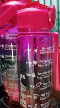 Product Review of FoodGrade Botol Beranak 2 Liter + 1000ml + 500ml Botol Minum Viral 1 set BPA FREE Plastik Putih Sedotan Bottles Kitchenware from C**i 2