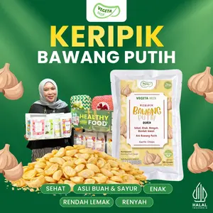 Keripik Bawang Putih Kering 50GR By Vegeta Mix – Cemilan Sehat Enak Renyah dan Rendah Lemak Camilan Diet