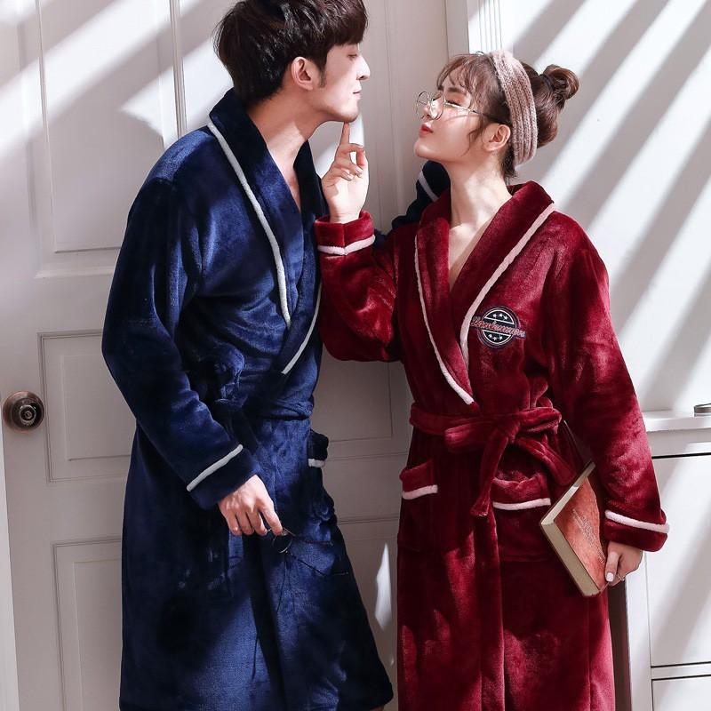 Product Introduction of [Jennifer]Lovers Winter Flannel Bathrobe for Men Women Bath Robe Sexy Bridesmaid Robes 13