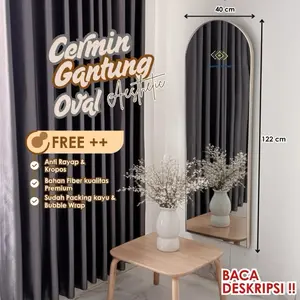 Shafira Frame Cermin Gantung Oval Aesthetic Full Body 40x122 cm Gold Warna Frame Fiber Premium Anti Rayap Kropos Bahan Fiber Kualitas Premium Sudah Packing Kayu Gratis