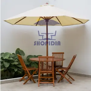 Meja kursi outdoor payung taman SR10 kayu jati tenda teras