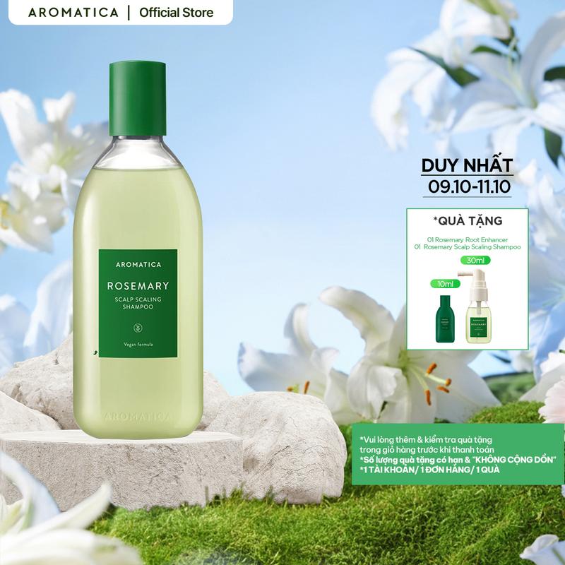 Dầu Gội Hương Thảo Aromatica Rosemary Scalp Scaling Shampoo 400ml Dưỡng Tóc