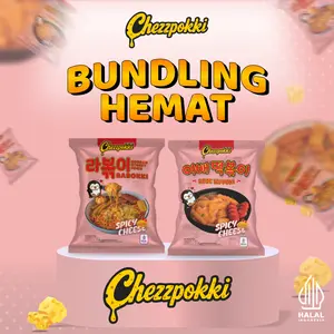 [CHEZZPOKKI] BUNDLING HEMAT Rabokki + Topokki Spicy Cheese - Makanan korea halal instan gurih pedas creamy keju