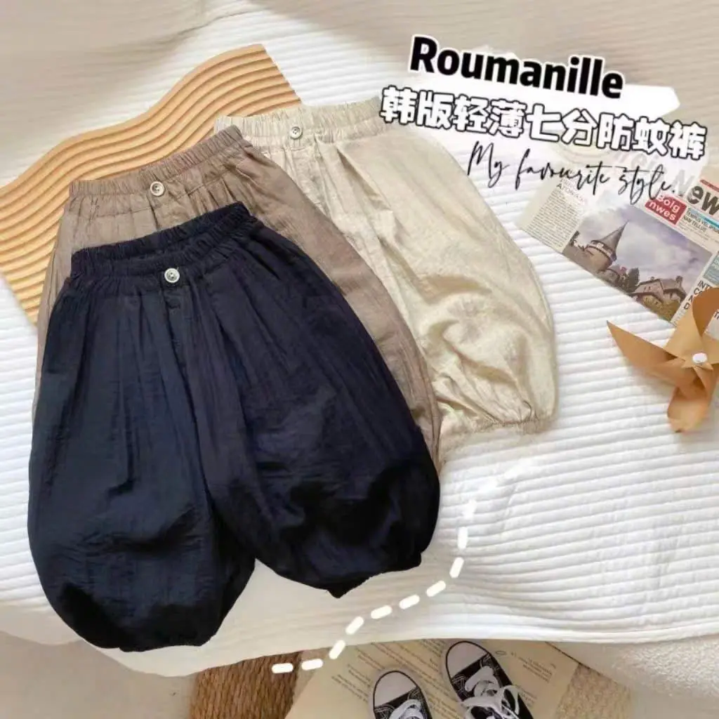 Quần gió lụa dài mềm mại dáng bom thụng rộng rãi thoải mái cho bé mặc thu nằm điều hoà 8-30kg