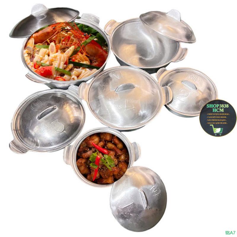 Nồi Gang Nhôm Đúc Bóng Đẹp ĐK Làm Lẩu Kho Nấu Cháo Đa Dụng
