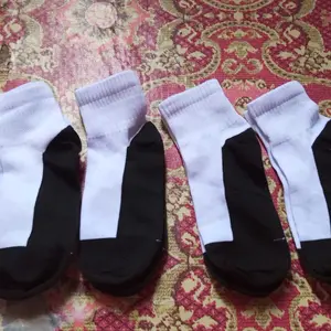 6 Pasang Kaos Kaki Sekolah sd dmp sma Putih Telapak Hitam Pendek Tebal Sport Unisex Katun