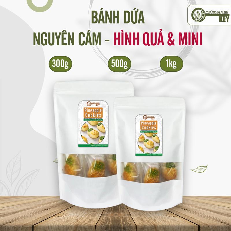Bánh Dứa nguyên cám Healthy Key - 500gr Mix - bánh quả dứa bánh dứa mini - Bánh Quy ăn vặt Thức Ăn Snack Food Sen Nho bánh ăn