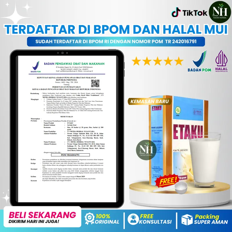 Etaku Bantu Atasi Patah Tulang, Pemulihan Tulang Patah, Tulang Retak, Pengeroposan Tulang, Pengapuran Tulang, Osteoporosis, Fraktur, Kesehatan Tulang, Dan Banyak Lagi, Sudah Terdaftar di BPOM dan HALAL MUI, 100% ORIGINAL, 100% Kambing Etawa Asli 4