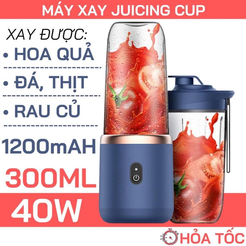 Máy Xay Sinh Tố Juicing Cup 300ML Cầm Tay 6 Lưỡi 2 Cối - Sử Dụng Pin, Cổng Sạc USB Siêu Tiện Lợi