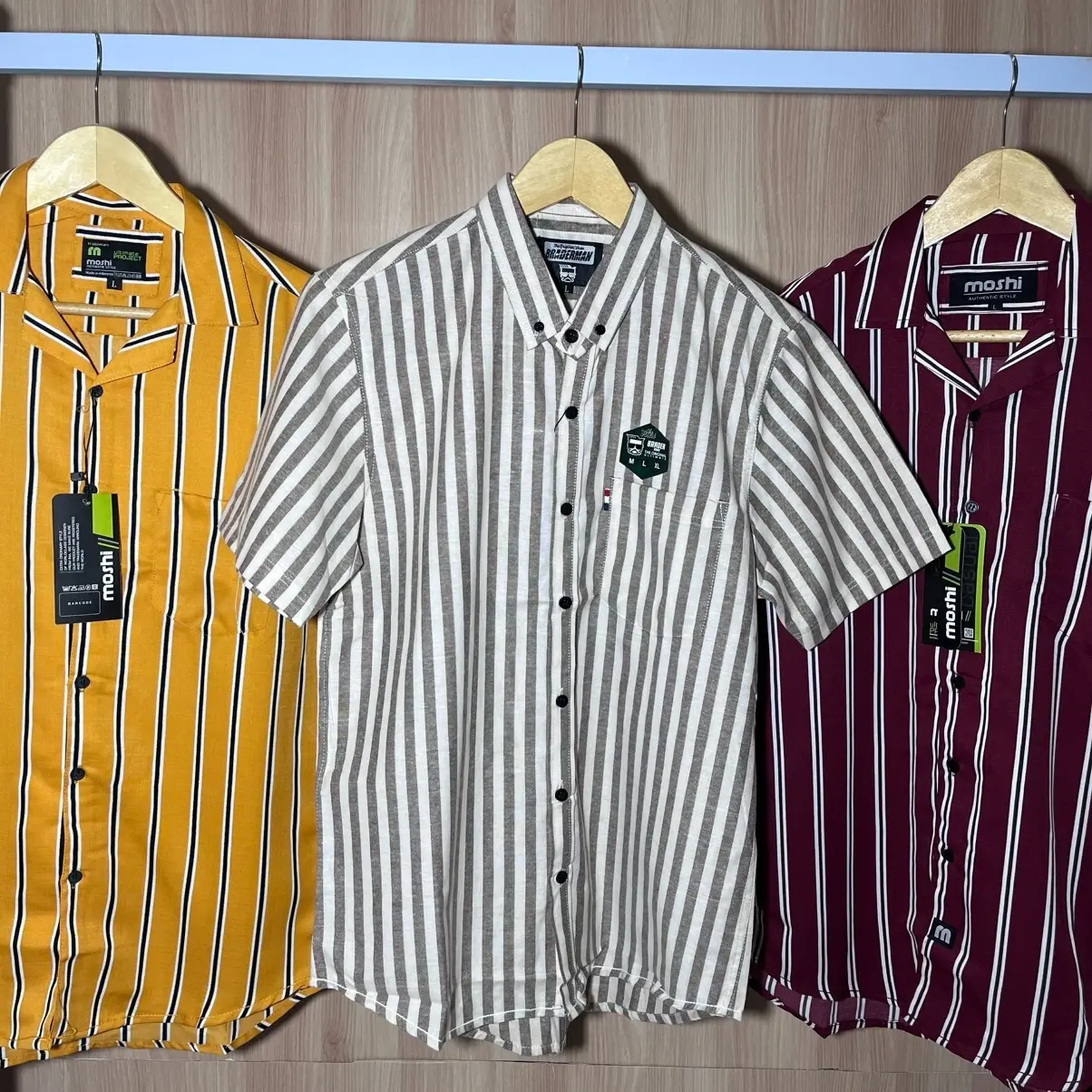 Kemeja Pendek Pria Rayon Premium Motif Garis Kekinian