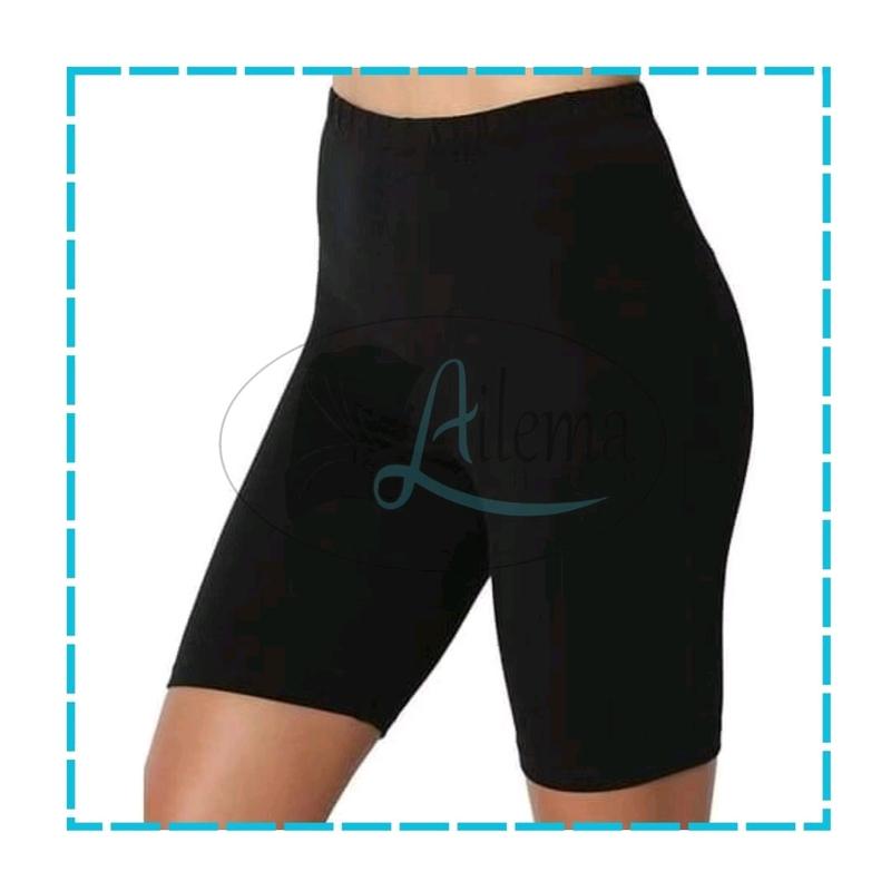 Paket Hemat 2 Pcs Legging Pendek Wanita / Legging Spandek Polos / Celana Dalaman Nyaman Tebal Melar Panjang Standar Hitam Stretch 3