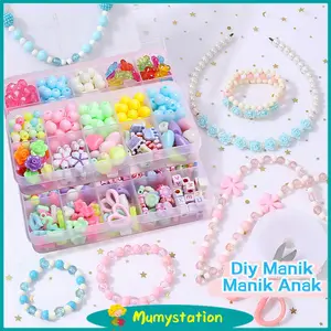 Mumystation  Beaded DIY Set Meronce Manik Manik Gelang Kalung Bikin Gelang Sendiri Mainan Edukasi Anak