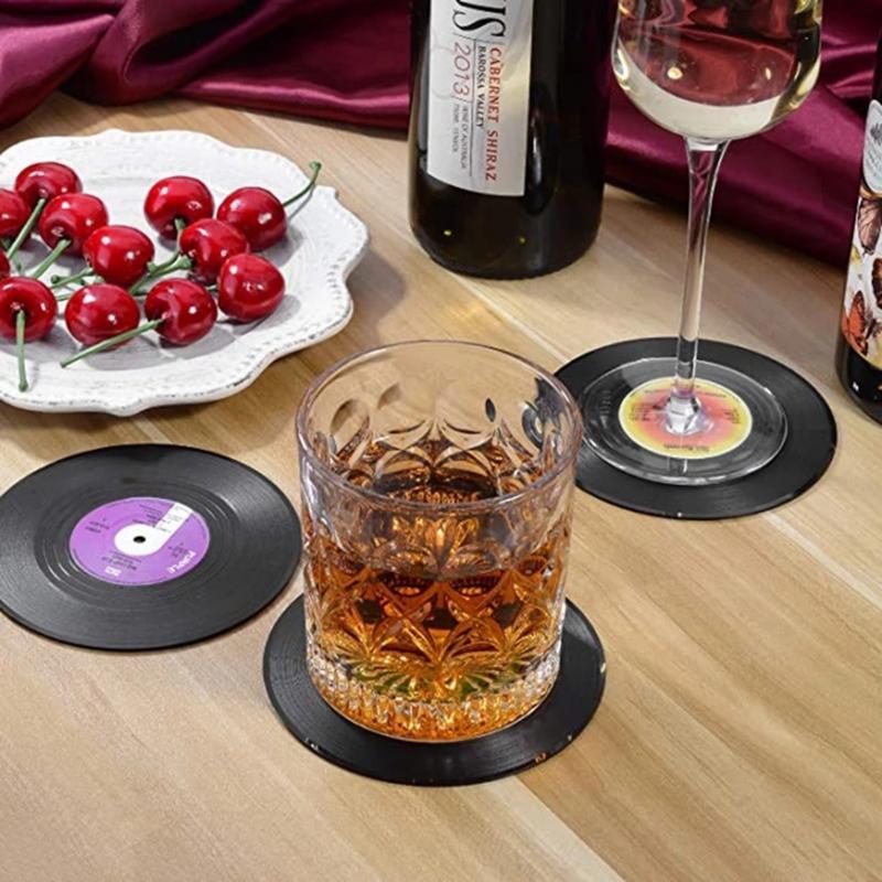 Đế Lót Ly Trà Ghi Âm Chống Trượt, Retro Vinyl CD Cách Nhiệt Placemat / Cốc Lót Ly Thích Hợp Cho Gia Đình, Nhà Hàng Và Quán Bar / Placemat Chịu Nhiệt Để Trang Trí Bàn 3