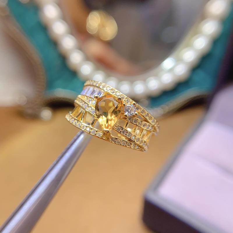 Hot goods arrived! Natural citrine 925 silver ring    5️*7mm 3