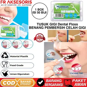 TUSUK GIGI ISI 50 PCS Pembersih Celah Gigi Benang Busur Tusuk Gigi Macromolecul Isi 1 Box 50 BIJI / Dental Floss Flosser Toothpick Pengangkat Kotoran celah gigi