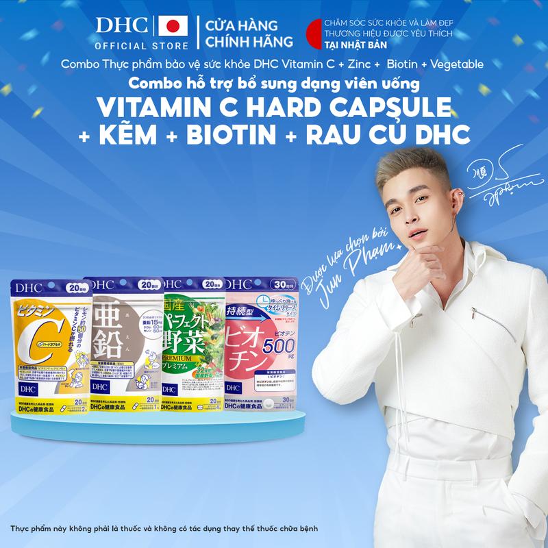 Combo TPBVSK DHC VITAMIN C HARD CAPSULE + Zinc + Sustained Release Biotin+VEGETABLE (dạng viên uống hỗ trợ bổ sung Vitamin C + Kẽm + Biotin + Rau Củ)