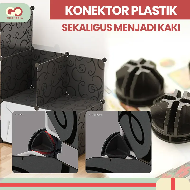 GO - Rak Penyimpanan Pakaian Multifungsi Portable 6 Pintu Bahan PVC Lemari Minimalis Rangka Besi COD 5