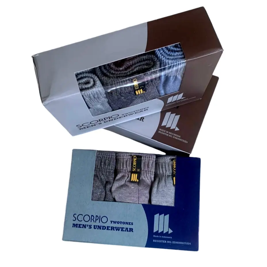 1 BOX ISI 3 PCS CELANA DALAM PRIA SCORPIO TWOTONES Cowok Dewasa Katun Lembut Nyaman Remaja dalaman