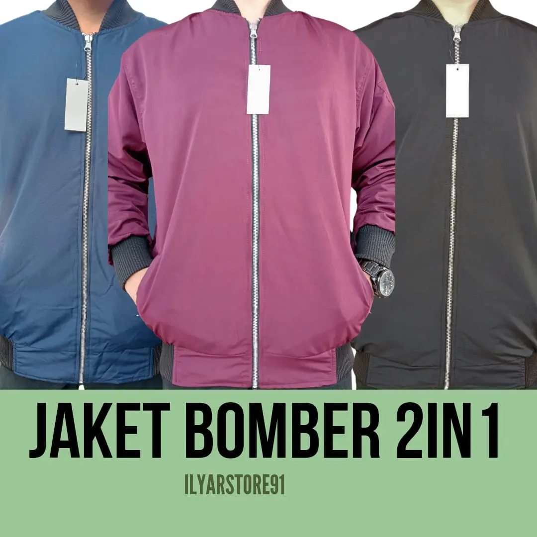 JAKET BOMBER 2IN1\JAKTE TERLARIS\JAKET POLOS\JAKET BOLAK BALIK PRIA\WANITA SIZE M,L,XL,XXL