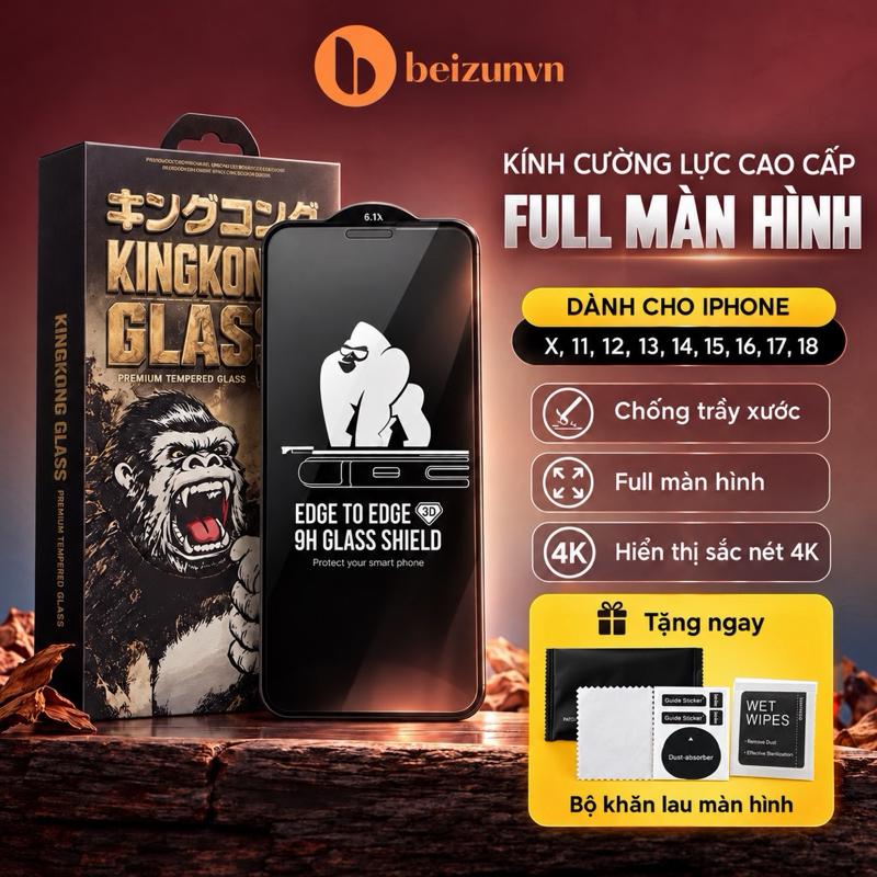 Kính Cường Lực King Kong trong suốt Full Màn Hình Cao Cấp Cho iPhone 678 X Xs Xr 11 12 13 14 15 Plus Pro Max Phụ Kiện Ốp Phone màn hình
