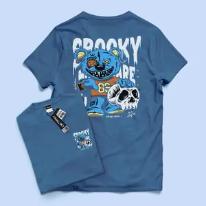Ashallsky Kaos Distro Pria Keren Unisex Motif Spooky Warna Blue Soft Katun Combed 30s
