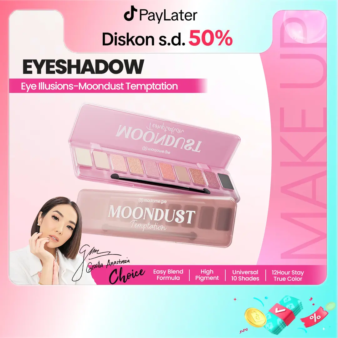 [NEW LAUNCH] Madame Gie Eye Illusions Moondust Temptation Eyeshadow Palette 10 Warna - Makeup Eyeshadow | Shimmer & Matte | Pigmented & Tahan Lama | Blendable | Natural Look