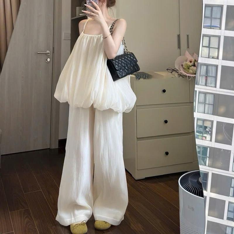 Set đồ 2 dây tơ bồng phối quần suông dáng dài nhẹ nhàng mà sang chảnh S236 KAZYDRESS