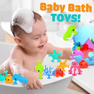 Sucker Bath Toy Silicone Suction Cup Soft Building Blocks Pop Sucker Parent-child Interactive Game Funny Toys For Kids
