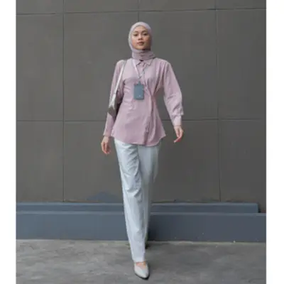 KEMEJA SEAMLESS AERA POLOS STRECH PREMIUM OFFICE B680 Baju Panjang Tangan Wanita 5