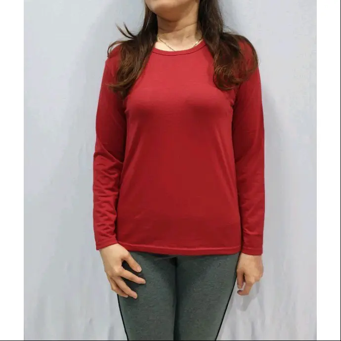 Manset Kaos Premium Wanita - Inner Lengan Panjang Baju Muslimah Krah Pendek Kaos Leher Pendek Atasan Basic Casual Dewasa Nyaman Spandex Oblong Tebal Dalaman 8