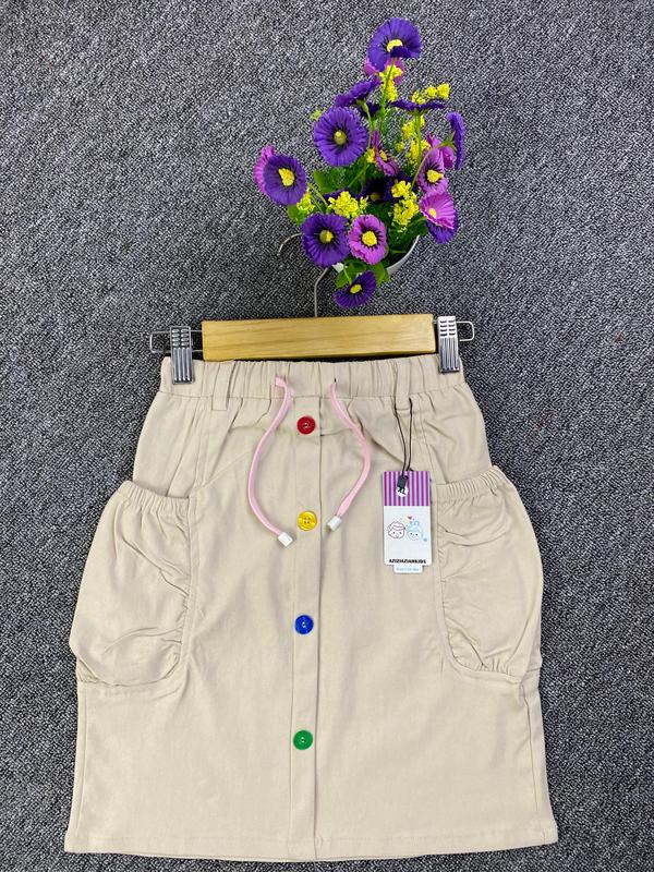 Paket Isi 3 Rok Pendek Anak Perempuan Usia 2-9 Tahun dengan Rok Variasi Kantong - Fashion Anak Perempuan Kancing Lutut 4