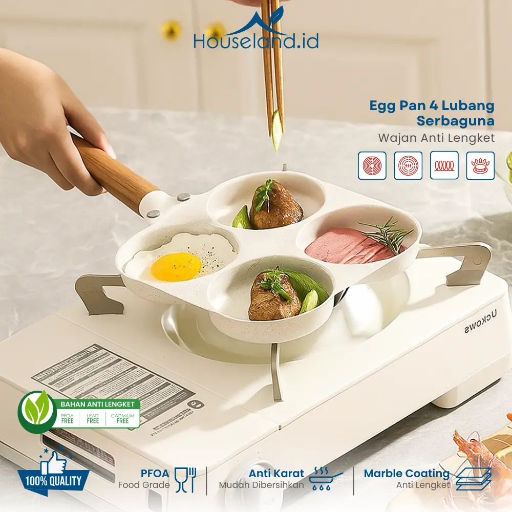 [READY STOCK] Egg Pan 4 Lubang Serbaguna – Wajan Anti Lengket Cetakan Telur Praktis