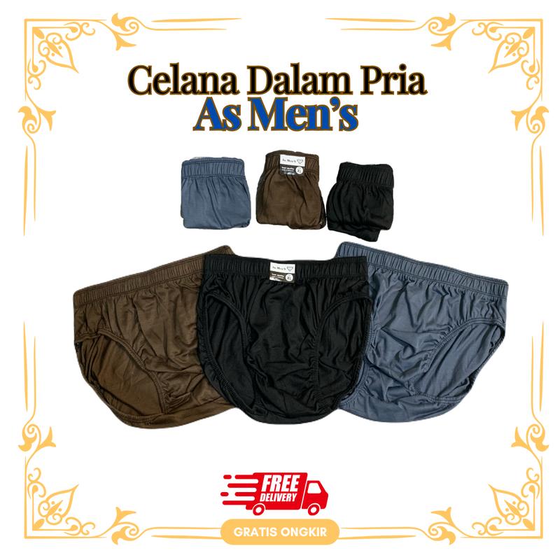 6 Pcs Celana Dalam Pria Dewasa AssMan's Warna Gelap Bahan Katun Cowok 1