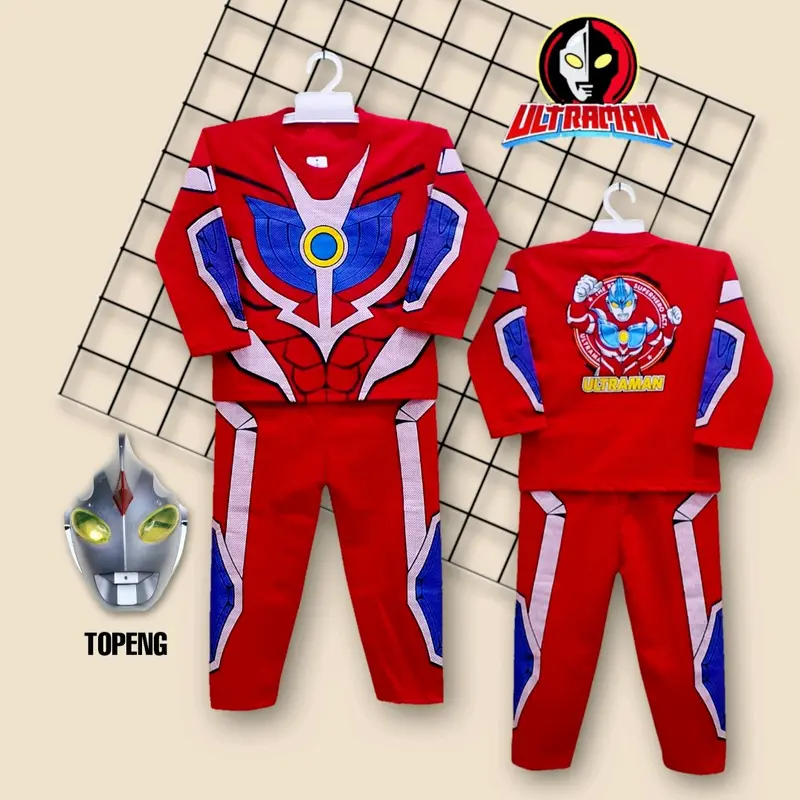 baju setelan kostum / costum ultraman bisa tambah topeng untuk usia 1-10 tahun Fashion 3