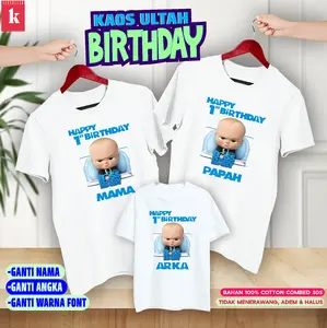KAOS COUPLE FAMILY BIRTHDAY KAOS ULANG TAHUN / TEMA bABYBOS/ KAOS COUPLE KELUARGA CUSTOM