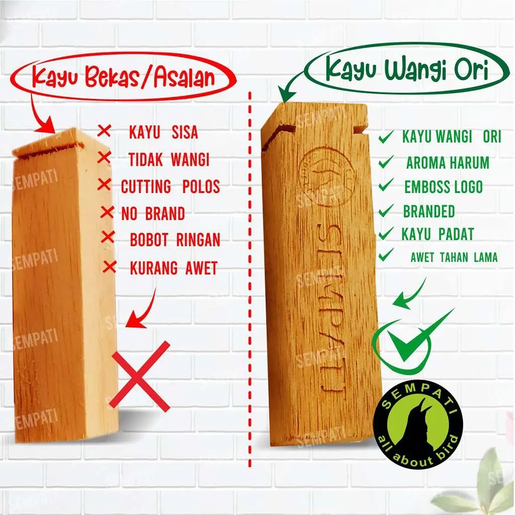Sempati Kayu Gigitan Krikitan Mainan Burung Lovebird Paruh Bengkok Sempati Fighter