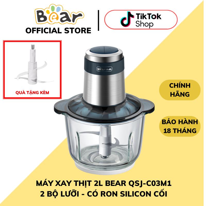   BẢN CAO CẤP  Máy Xay Thịt Đa Năng Bear QSJ-C03M1 Dung Tích 2L 2 Bộ Lưỡi Dao Có Cảm Ứng Nhiệt Inox 304 Cao Cấp Xay Thịt Rau Củ Quả Các Loại Thực Phẩm Bảo Hành 18 Tháng  Có ron silicon ở đế cối  