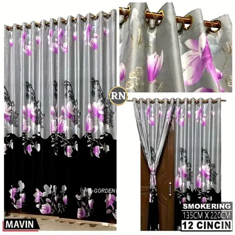 Gorden Smokring 12 Ring Free Tali Untuk Jendela Dan Pintu Panjang 220 Lebar 110 Bahan POLY MICRO 7