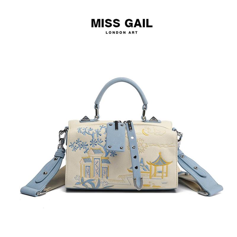  MG6232-8. Túi Store Miss Gail thiết kế dáng cốp trống thêu thủ công thời thượng. Xách tay  đeo chéo. Full box hãng 